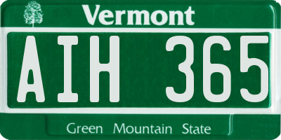 VT license plate AIH365