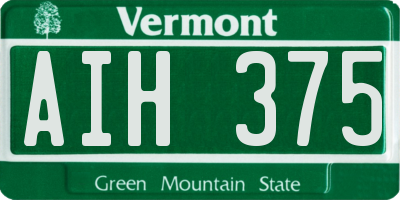 VT license plate AIH375
