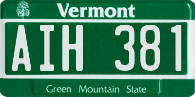 VT license plate AIH381