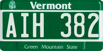 VT license plate AIH382
