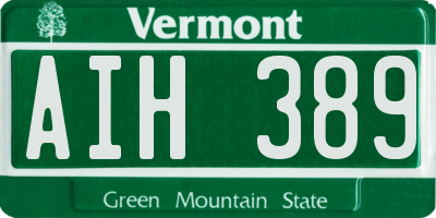 VT license plate AIH389