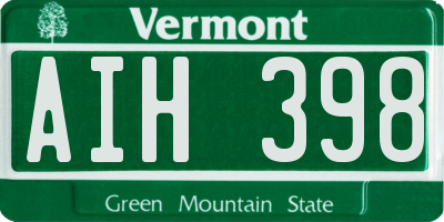 VT license plate AIH398