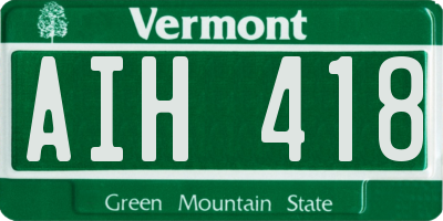 VT license plate AIH418