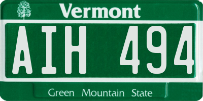 VT license plate AIH494