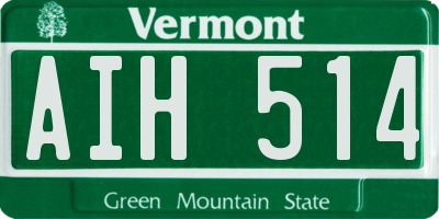 VT license plate AIH514