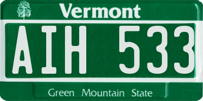 VT license plate AIH533