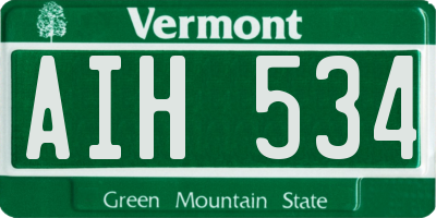 VT license plate AIH534