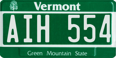 VT license plate AIH554