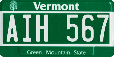 VT license plate AIH567