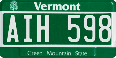 VT license plate AIH598