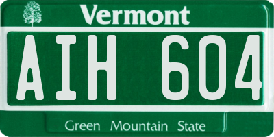 VT license plate AIH604