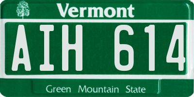 VT license plate AIH614