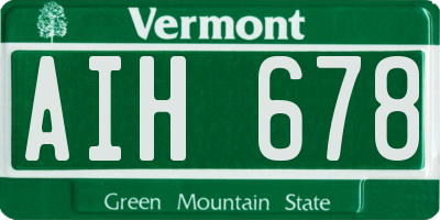 VT license plate AIH678