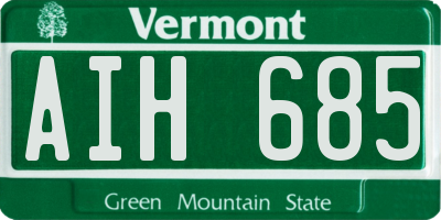 VT license plate AIH685