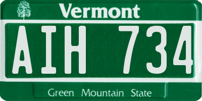 VT license plate AIH734