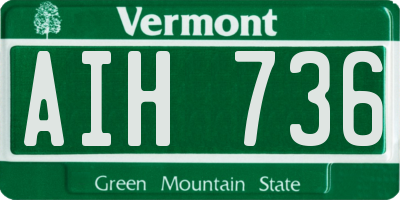 VT license plate AIH736