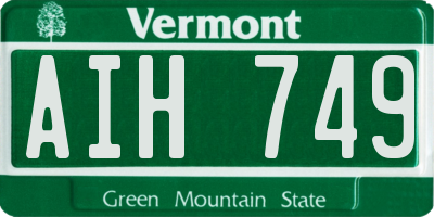 VT license plate AIH749