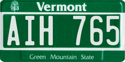 VT license plate AIH765