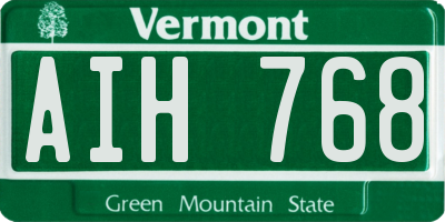 VT license plate AIH768