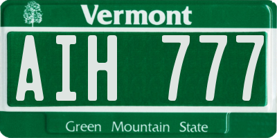 VT license plate AIH777