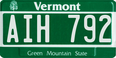 VT license plate AIH792