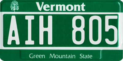 VT license plate AIH805