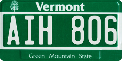 VT license plate AIH806