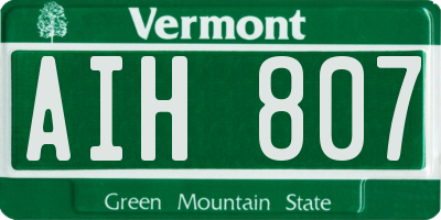 VT license plate AIH807