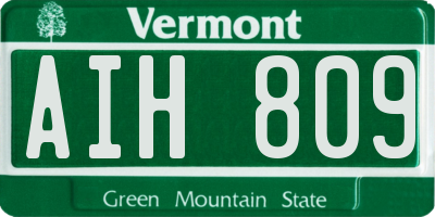 VT license plate AIH809