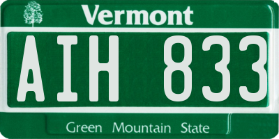 VT license plate AIH833