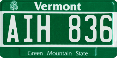VT license plate AIH836