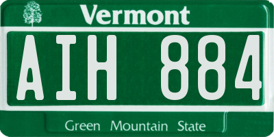 VT license plate AIH884