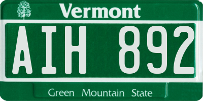 VT license plate AIH892