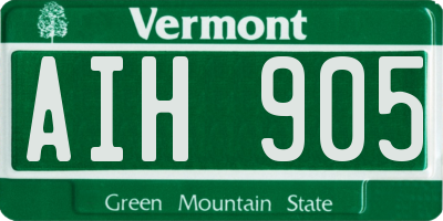 VT license plate AIH905