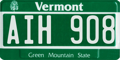VT license plate AIH908