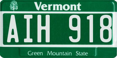 VT license plate AIH918