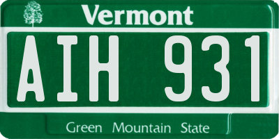 VT license plate AIH931