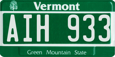VT license plate AIH933