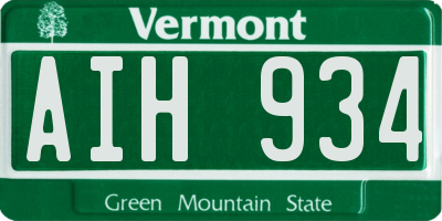 VT license plate AIH934