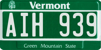 VT license plate AIH939