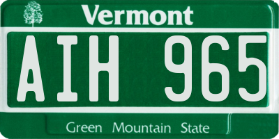 VT license plate AIH965
