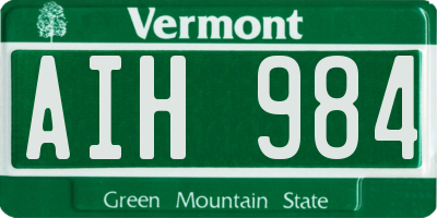 VT license plate AIH984