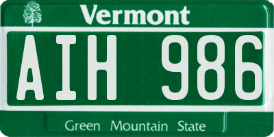 VT license plate AIH986