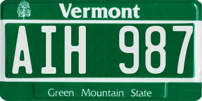 VT license plate AIH987