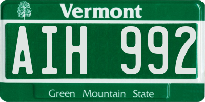 VT license plate AIH992