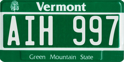 VT license plate AIH997