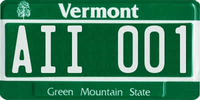 VT license plate AII001