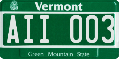 VT license plate AII003