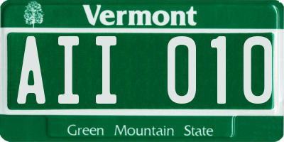 VT license plate AII010