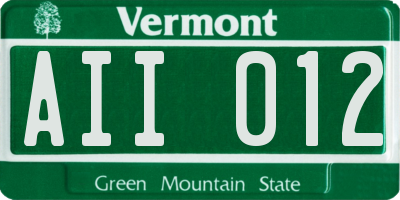 VT license plate AII012